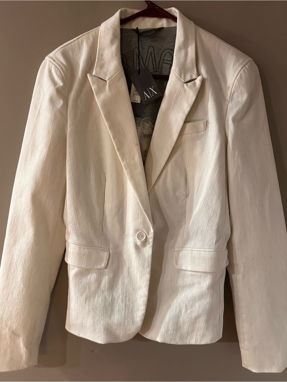 A/X Armani Exchange Women's Cream Single-Button Blazer